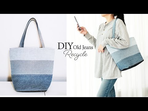 DIY Old Jeans Recycle Tote Bag | Sewing Tutorial ep229)