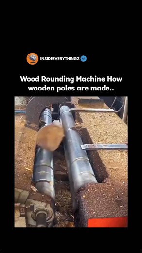 Explore l Learn l Facts on Instagram: "A wood rounding machine transforms rough logs into perfectly smooth, cylindrical poles with speed and precision. The process begins by feeding a raw, uneven wooden piece into the machine, where powerful rotating cutters spin at high speed. As the log moves forward, the blades shave away the outer layers evenly from all sides, slowly turning the square or irregular shape into a flawless round pole. By the time it exits the machine, the wood is smooth, straig