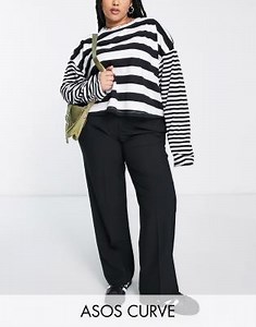 ASOS DESIGN Curve mix & match slim straight pants in black | ASOS