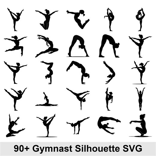 90  Gymnast Silhouette Clipart Bundle • Gymnastics PNG Graphics for Cricut | Girl Athlete Digital Download for Team Gifts & Commercial Use - Etsy