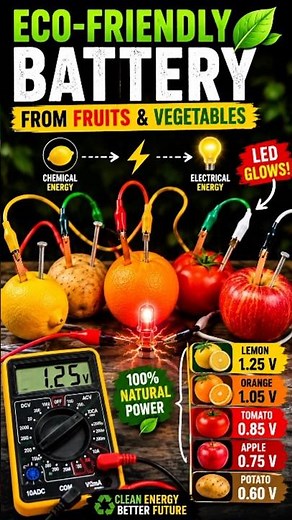 Eco-Friendly Battery From Fruits & vegetables | Amazing Science Experiment | DIY Fruit Battery #ai
