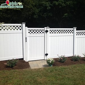 [Hot Item] Cheap White PVC Full Privacy Fence with Top Lattice Fencing Trellis