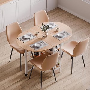 Mobile Folding Dining Table with Storage Shelves, Space-Saving Extendable Kitchen... | bol