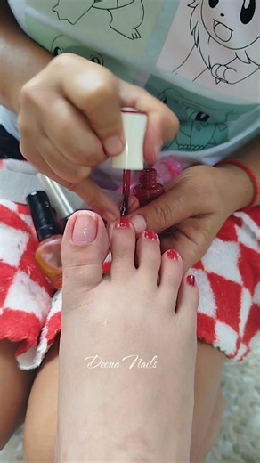 P. Red color 💅🏻 #regularpolish #pedicure | Deona Nails