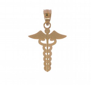 Watch 14k Yellow Gold Caduceus Medical Pendant ﹙L-24mm, W-13mm﹚ on Amazon Live