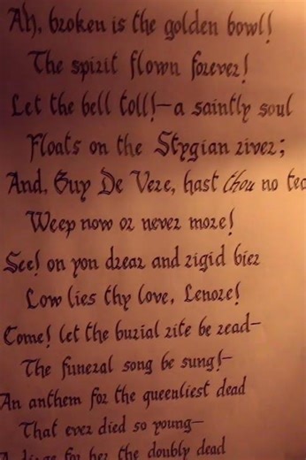 Completed Calligraphy of E.A. Poe's 'Lenore'