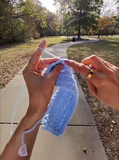 Starting a light blue Trinity Stitch Square. 🙌🏻