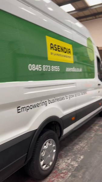 Asendia van graphics printed and installed same day at Wrap Graphics London #asendia #van #wrapping #branding #advertising #delivery #print #london