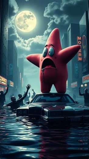 Giant SpongeBob Survives a Flooded City as Floating Zombies Close In!#spongebob #viralviral #horror