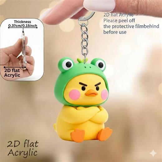 Angry Duck Acrylic Keychain, Car Key Charm, School Bag Accessory - Etsy