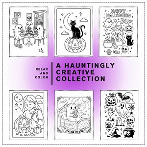Halloween Coloring Book: 32 Spooky Designs for Adults & Teens (PDF) - Etsy