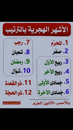 الاشهر الهجريه