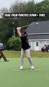 To compress your irons, feel your trail palm punch down and thru the ball. When you pair that with rotation, the right arm naturally straightens after impact and extends towards the target #golf #golftips #golfswing #compression #irons | Mike Rodenbush