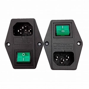[Hot Item] IEC 3 Pin C14 Inlet Power Sockets Connector with Single Fuse Green Rocker Switch Socket