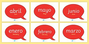 Months of the Year on Speech Bubbles (Spanish)