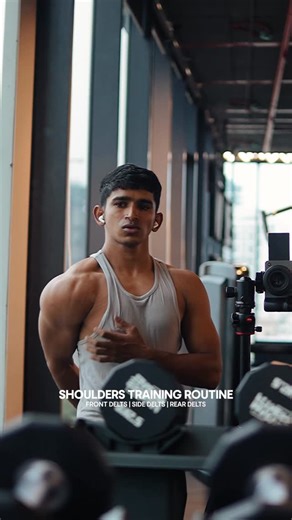 aWdoot Mule on Instagram: "my complete shoulder routine ⚔️ ⛽️ @nutrabay | code AWDOOTIG complete weekly routine: front delts : - 3 working sets weekly - 8-10 rep range - also some indirect stimulus from other pressing movements side delts : - 3 sets cable & 3 sets db lateral raises - 12-15 rep range - don’t spam them, train just like other muscle groups rear delts : - 3 working sets reverse pec dec machine - 3 working sets reverse cable fly - 12-15 rep range - train rear delts seriously for that