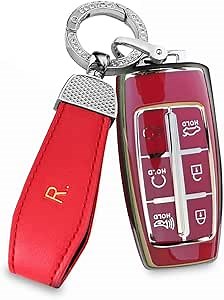 ontto 6-Button Key Fob Case Fit for Genesis GV70 GV80 G70 Car Key Cover Durable Smart Remote Key Holder Soft Key Skin(Type A,Red)