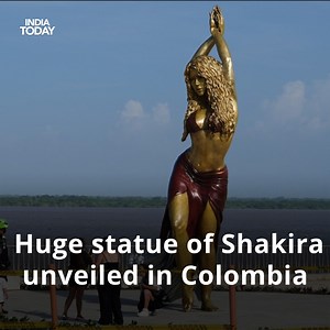 1.1M views · 7.9K reactions | A bronze statue of Grammy-award-winning singer Shakira has been unveiled in her home town of Barranquilla, in Colombia. The statue, measuring 21 feet, depicts her famous belly-dancing pose. The sculpture is located in a park along the banks of the Magdalena River and was uncovered in the presence of her parents. Swipe to watch the video  #Shakira #Colombia #Statue #BronzeStatue | India Today | Facebook