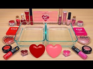 RED vs. PINK ! Slime Coloring and Mixing with Makeup ! ASMR Satisfying Slime Video #85