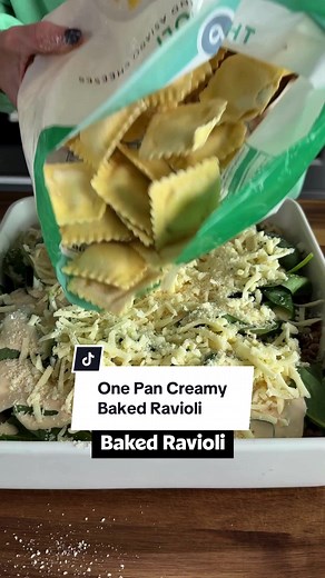 One Pan Creamy Baked Ravioli Recipe