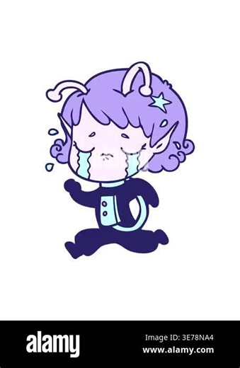 shivering motion animation of a cartoon crying alien girl Stock Video Footage - Alamy