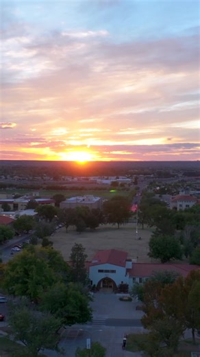 Flying high above campus to catch this breathtaking sunset! 🌅 ✨ | New Mexico State University