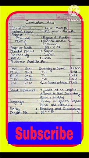 How to Write Curriculum Vitae in English/Curriculum Vitae Format in English/#english #shorts