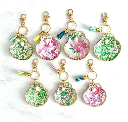 Handmade Decoupage Seashell Keychain/purse/bag Clips 18K Gold-g - Etsy