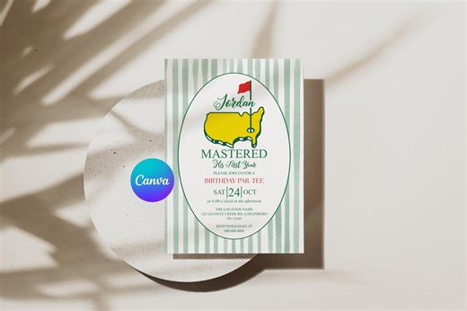 Spring Augusta Golf Masters First Birthday Invitation, Birthday Par-tee (digital Download) APD142 - Etsy