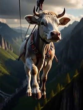 cow doing zipe line 🐄 #ai #asmr #shorts