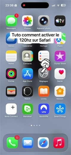 Tuto comment activer le 120hz sur Safari #tuto #ios #iphone #apple