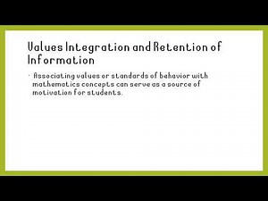 Values Integration in Teaching Mathematics in the Elementary Grade