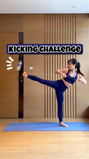 𝐘𝐨𝐠𝐚 & 𝐅𝐢𝐭𝐧𝐞𝐬𝐬🇭🇰𝐉𝐢𝐥𝐥 on Instagram: "🔥🦵🏼Kicking Challenge - Test your balance, coordination, and focus! Save this and tag your friend to try😛 I saw the water bottle kicking challenge from @raahavy_ and shoe kicking challenge from @rinnachinita and decided to make a Yoga Block Kicking Challenge😂 📌The key is to raise the leg a bit to allow the object to fall back to its original place before kicking it! Club House Practice🫶🏼 Outfit: @gouramihk Mat: @decathlon.hk #jilljillfi