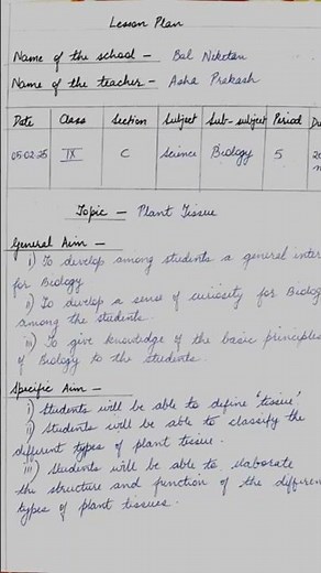 Plant Tissue Class 9 - Lesson Plan