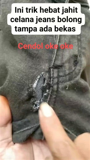Great trick for sewing ripped jeans Cara menjahit celana jeans sobek tanpa ada bekas dengan jahit tangan yang rapih #sewing @pengikut | Tips dan trik menjahit