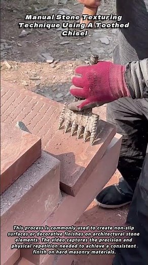 Manual Stone Texturing Technique Using A Toothed Chisel