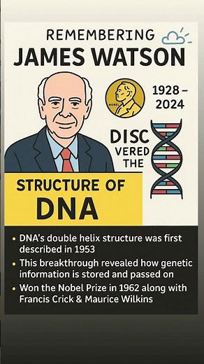 🧬 Remembering James Watson (1928-2025) | Co-Discoverer of DNA’s Double-Helix Structure