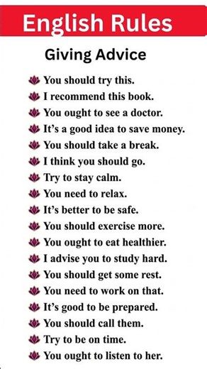 How to Give Advice in English | Should, Ought To, Need To & Useful Daily Sentences #esl #english