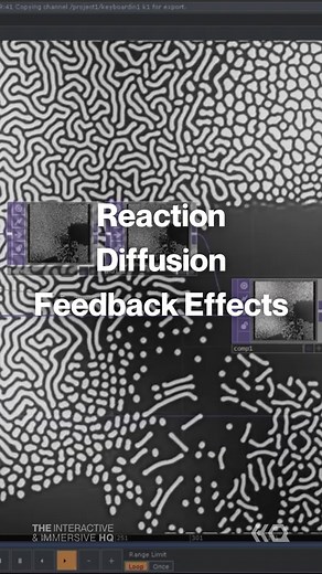 The Interactive & Immersive HQ on Instagram: "Jack (@jackdilaura) shows you how to set up a simple feedback loop to generate reaction diffusion style patterns 💻 The link to this tutorial is in our bio! 🔗 #interactiveimmersivehq #touchdesigner #touchdesignervisuals #touchdesignercommunity #interactiveart #reactiondiffusion #feedbackeffect"
