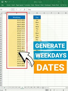 22K views · 1.1K reactions | Generate Weekdays Date in excel •...