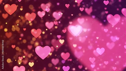 Animated Hearts Background for Lovers - This video shows a looping animation of hearts and lights. The background is ideal for content related to love, romance, and Valentine's Day.