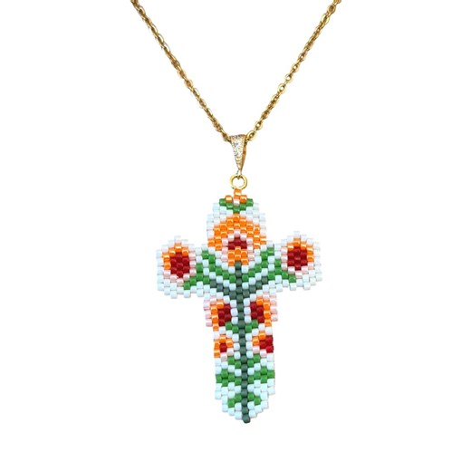 Floral Celtic Cross Pendant Necklace – Miyuki Delica Beaded Jewelry - Etsy