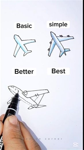 Airplane Drawing ✈ | From Basic to Best | Easy Sketch Progress for Beginners #shorts #art #drawing