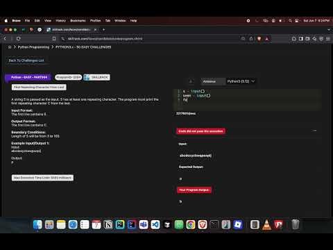 First Repeating Character From Last | | #skillrack #skillrackdaily