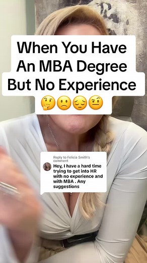 Replying to @Felicia Smith When You Have An MBA Degree But No Experience 🤨😔🙁 It’s unfortunate, but this kind of combination makes it very difficult to get hired. On the one hand, you’re overqualified with the MBA because they think you’ll want too much money, but on the other side, you’re under qualified because you don’t have the experience, which makes them skip you overall together. In this video, I talk about how you can work through that so that you can finally get hired and start to wor