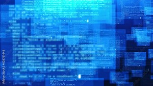 4K Digital Binary Programming code running over computer screen terminal, hacking. hackers on the Internet. Cyber attack. computer screen program code warning of a detected malware script program.