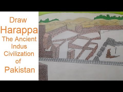 How to Draw 5000 years old Harappa city of Indus Valley Civilization|| Drawing Harappa