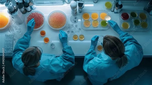 Cutting-edge laboratory footage showcasing scientists working with cultures. Innovative and precise techniques are utilized for research. Generative AI