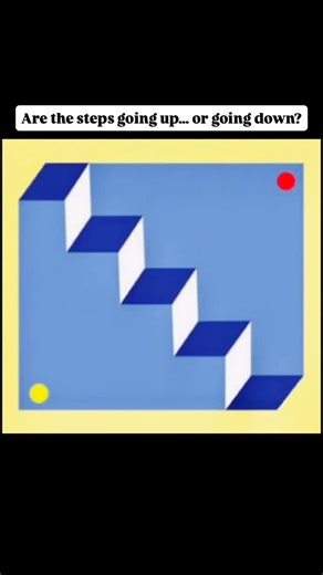 ThinkTangent on Instagram: "Which one did you see first: At first glance, this picture looks like a simple staircase. But stare a little longer… and something strange happens. 👀 Your brain starts switching between two interpretations: ➡️ A staircase going up ⬅️ A staircase going down And the wild part? Neither interpretation is actually correct. This illusion plays with forced perspective and ambiguous geometry, tricking your brain into choosing a direction even though the image gives no real d