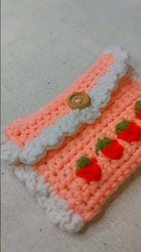 How To Crochet Strawberry Wallet / Card Holder | Cute and Easy🍓 ( ENG CC) #crochetwallet